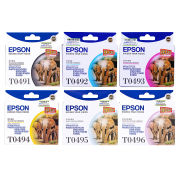 爱普生（EPSON）T0491/T0492/T0493/T0494/T0495/T0496黑色墨盒彩色墨盒套装（6色墨盒）适用于R210/R230/310/RX510/650