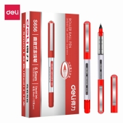 得力（deli） 直液式走珠笔考试宝珠笔中性笔签字笔水笔0.5mm 单支装 S656红（kj)