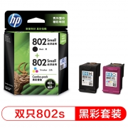 惠普（HP） 一体式墨盒 802s黑彩墨盒套装CR312AA 802s黑:120页 802s彩:100页 适用于喷墨一体机：HP Deskjet 1050,2050,1010,1011 喷墨打印机：HP Deskjet 1000,2000,1510,1511