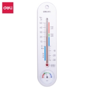 得力(deli)经典挂壁式温度计 个性化提示温湿度计 办公用品 9013