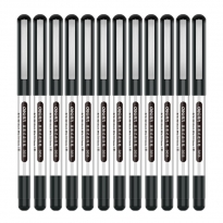 得力直液式走珠笔 S656 12支/盒 0.5mm 子弹头 插盖式 黑色