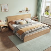 全友家居 床现代简约风格 卧室家用家具木板床 北欧原木色双人床1.8x2米106318-1（不含安装）